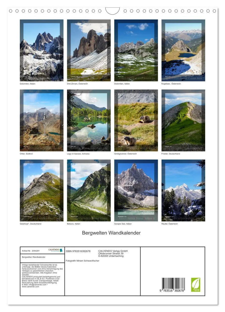 Bild: 9783516392678 | Bergwelten Wandkalender (Wandkalender 2026 DIN A3 hoch), CALVENDO...