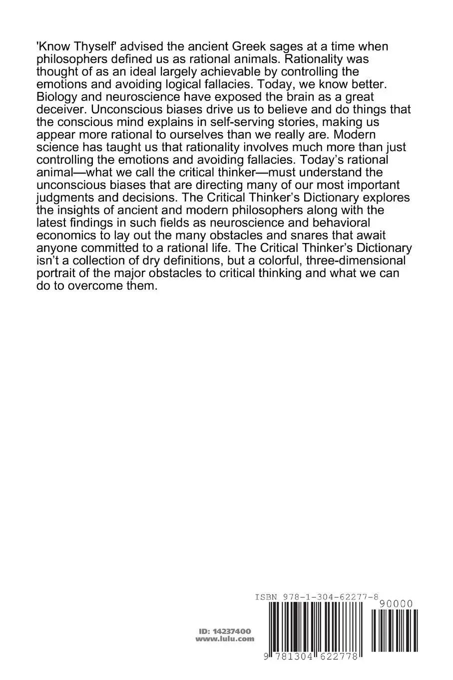 Rückseite: 9781304622778 | The Critical Thinker's Dictionary | Robert Carroll | Taschenbuch