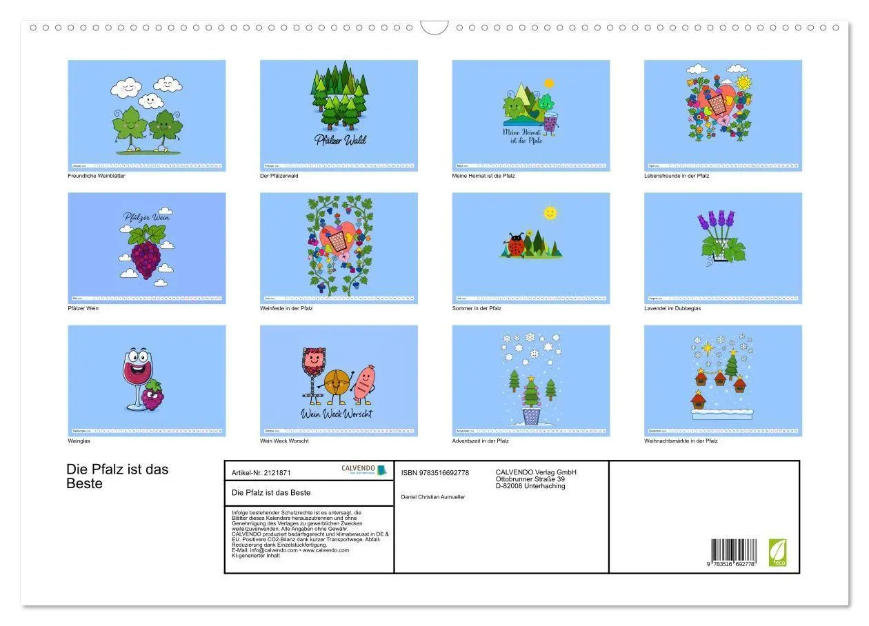 Bild: 9783516692778 | Die Pfalz ist das Beste (Wandkalender 2026 DIN A2 quer), CALVENDO...