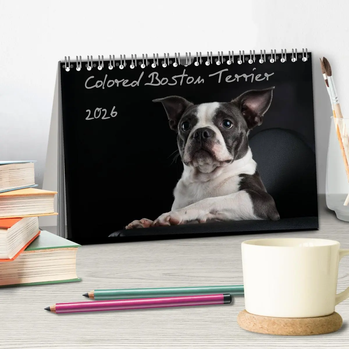 Bild: 9783516062878 | Colored Boston Terrier 2026 (Tischkalender 2026 DIN A5 quer),...