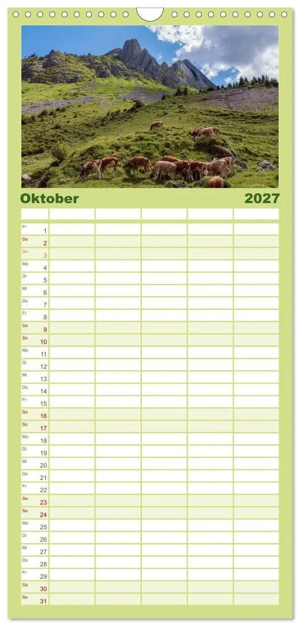 Bild: 9783516822878 | Familienplaner 2027 - Berner Oberland - Bergwelten mit 5 Spalten...