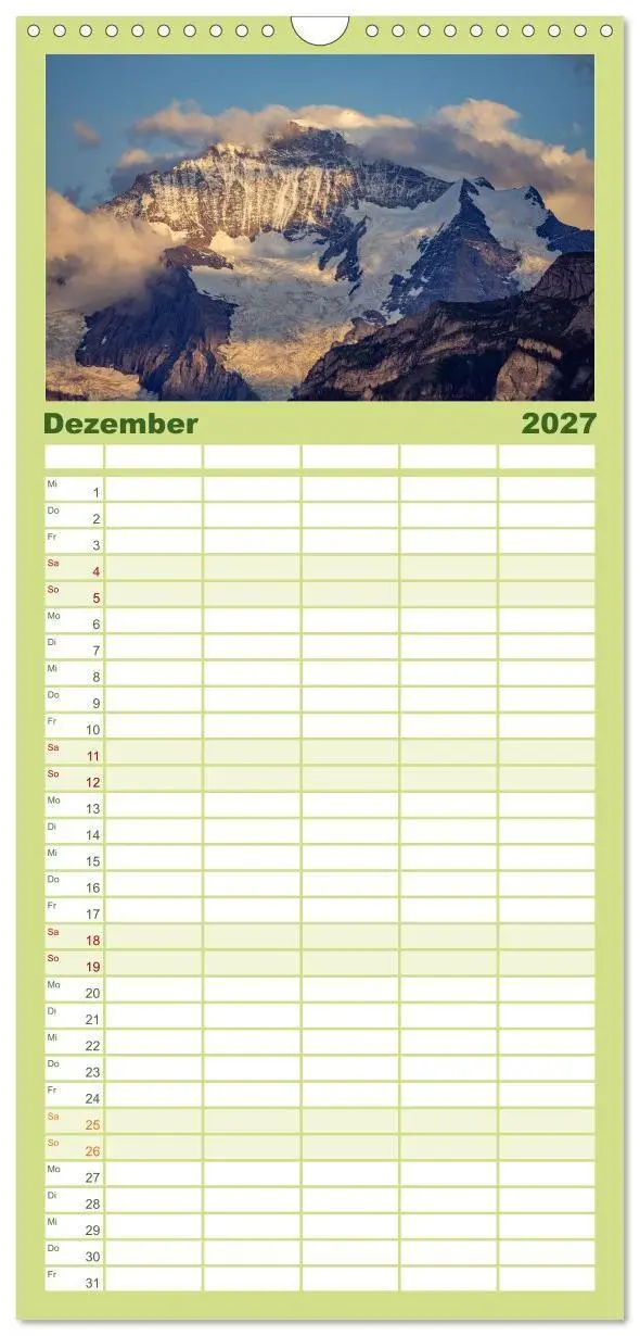 Bild: 9783516822878 | Familienplaner 2027 - Berner Oberland - Bergwelten mit 5 Spalten...