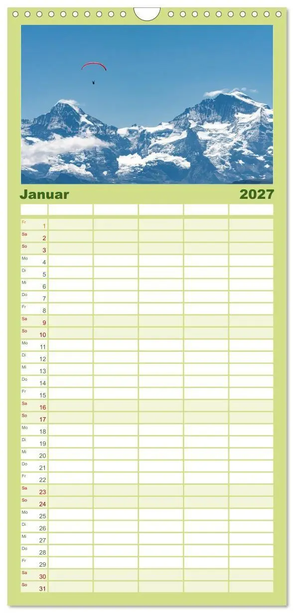 Bild: 9783516822878 | Familienplaner 2027 - Berner Oberland - Bergwelten mit 5 Spalten...