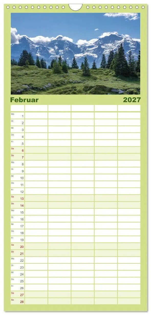 Bild: 9783516822878 | Familienplaner 2027 - Berner Oberland - Bergwelten mit 5 Spalten...