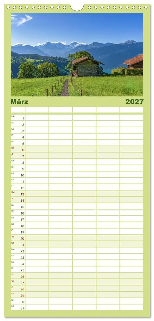 Bild: 9783516822878 | Familienplaner 2027 - Berner Oberland - Bergwelten mit 5 Spalten...