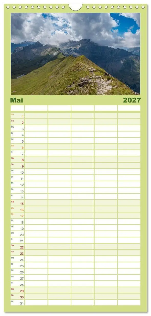 Bild: 9783516822878 | Familienplaner 2027 - Berner Oberland - Bergwelten mit 5 Spalten...