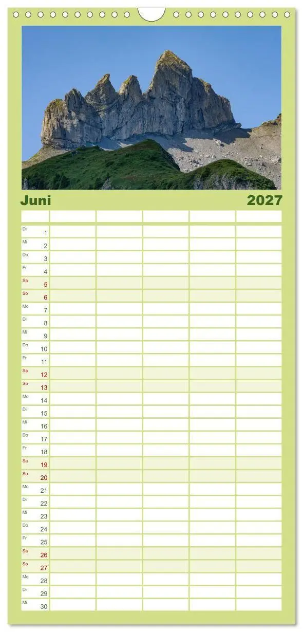 Bild: 9783516822878 | Familienplaner 2027 - Berner Oberland - Bergwelten mit 5 Spalten...