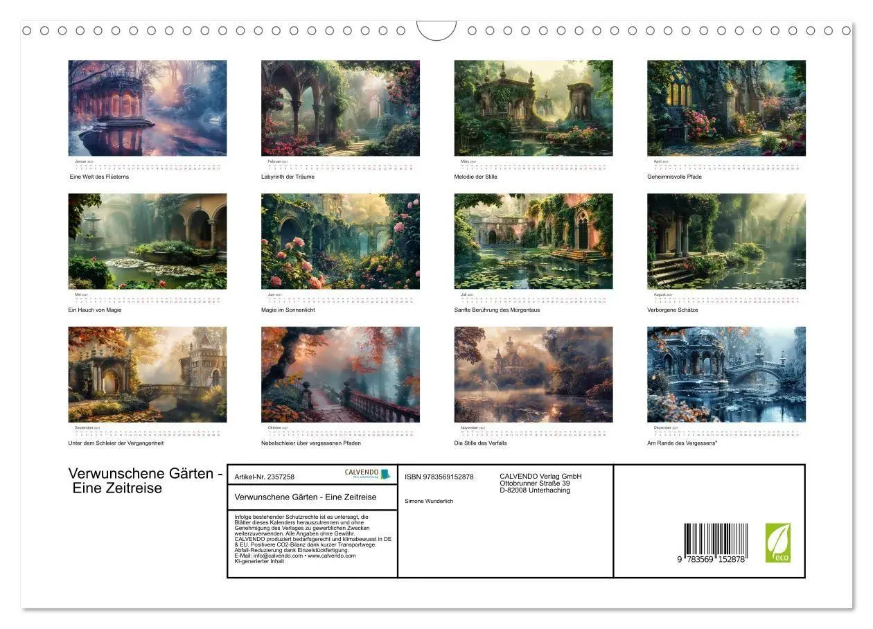Bild: 9783569152878 | Verwunschene Gärten - Eine Zeitreise (Wandkalender 2027 DIN A3...