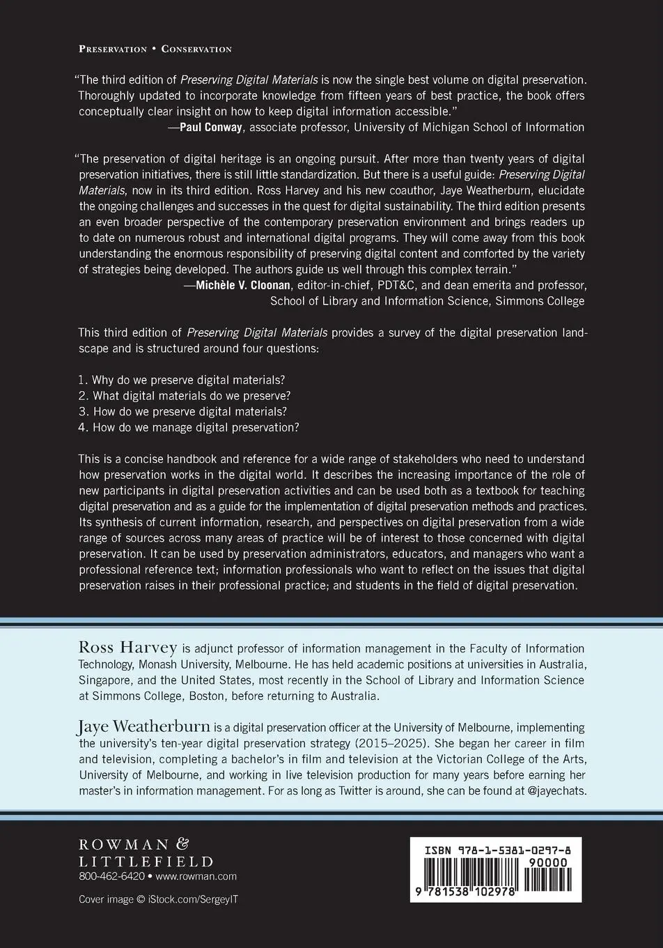 Rückseite: 9781538102978 | Preserving Digital Materials | Ross Harvey (u. a.) | Taschenbuch