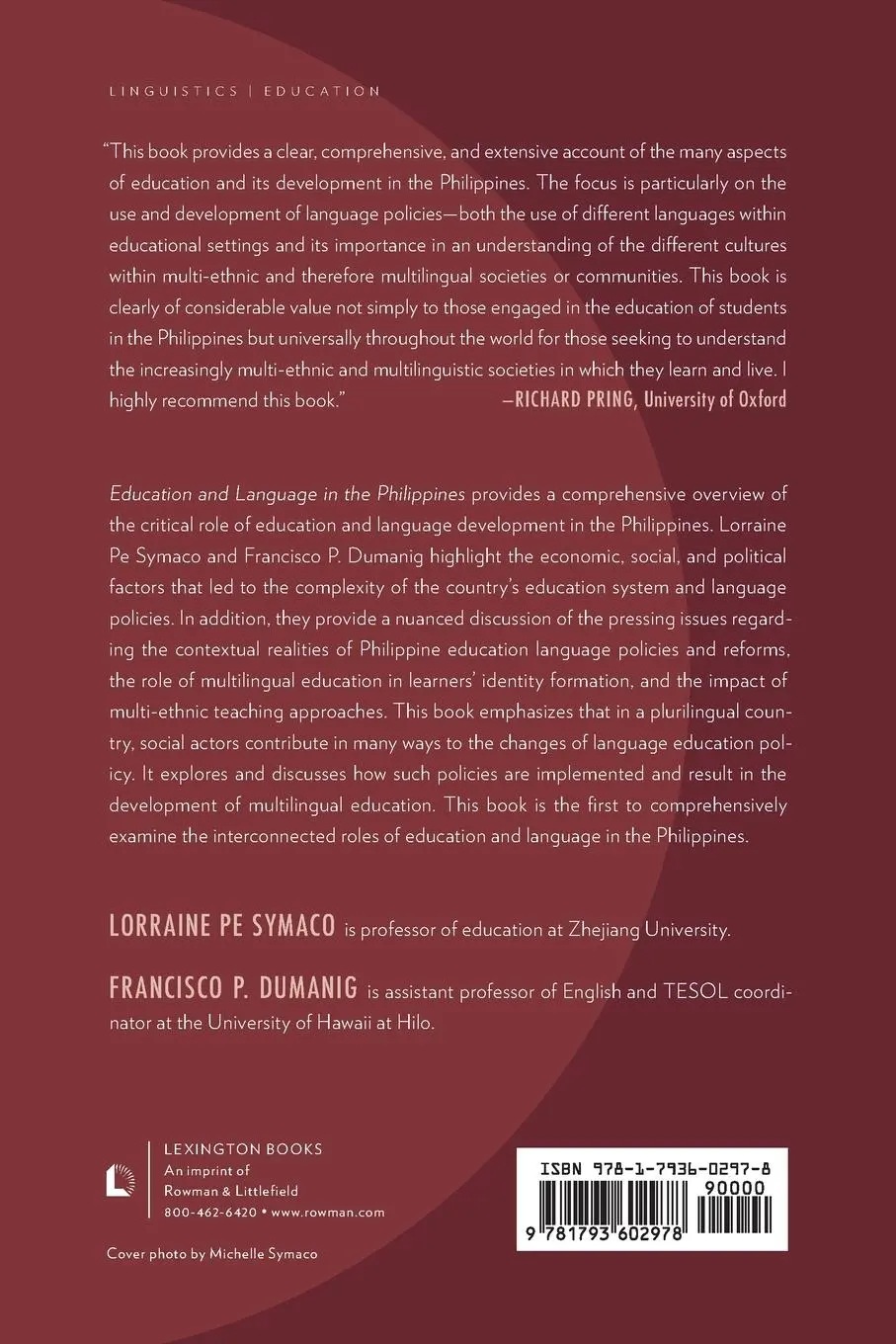 Rückseite: 9781793602978 | Education and Language in the Philippines | Lorraine Pe Symaco (u. a.)
