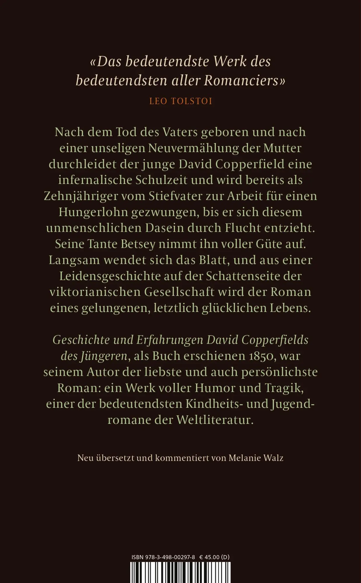 Rückseite: 9783498002978 | David Copperfield | Die Neuübersetzung des englischen Klassikers