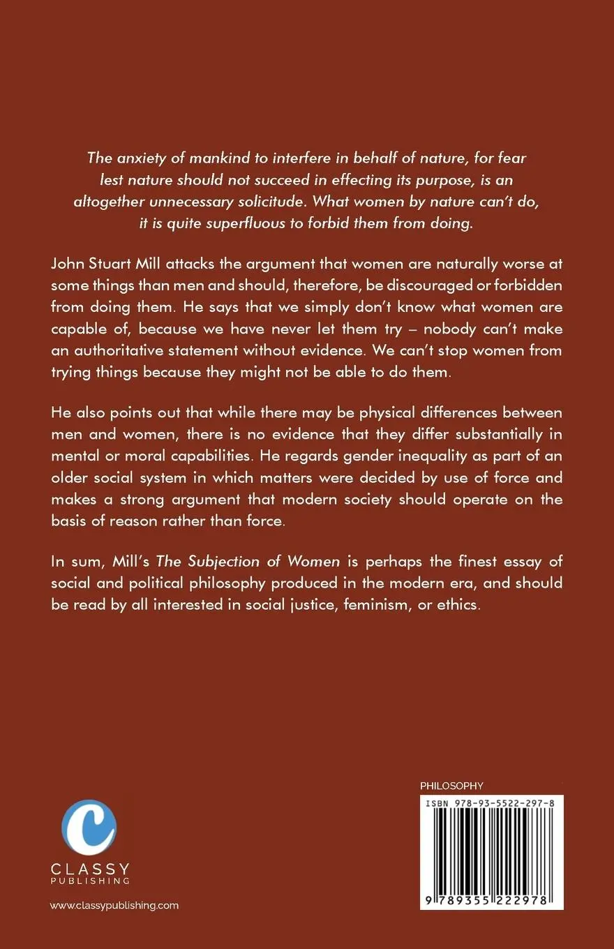 Rückseite: 9789355222978 | The Subjection of Women | John Stuart Mill | Taschenbuch | Englisch