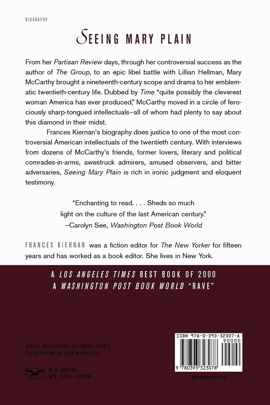 Rückseite: 9780393323078 | Seeing Mary Plain | A Life of Mary McCarthy | Frances Kiernan | Buch