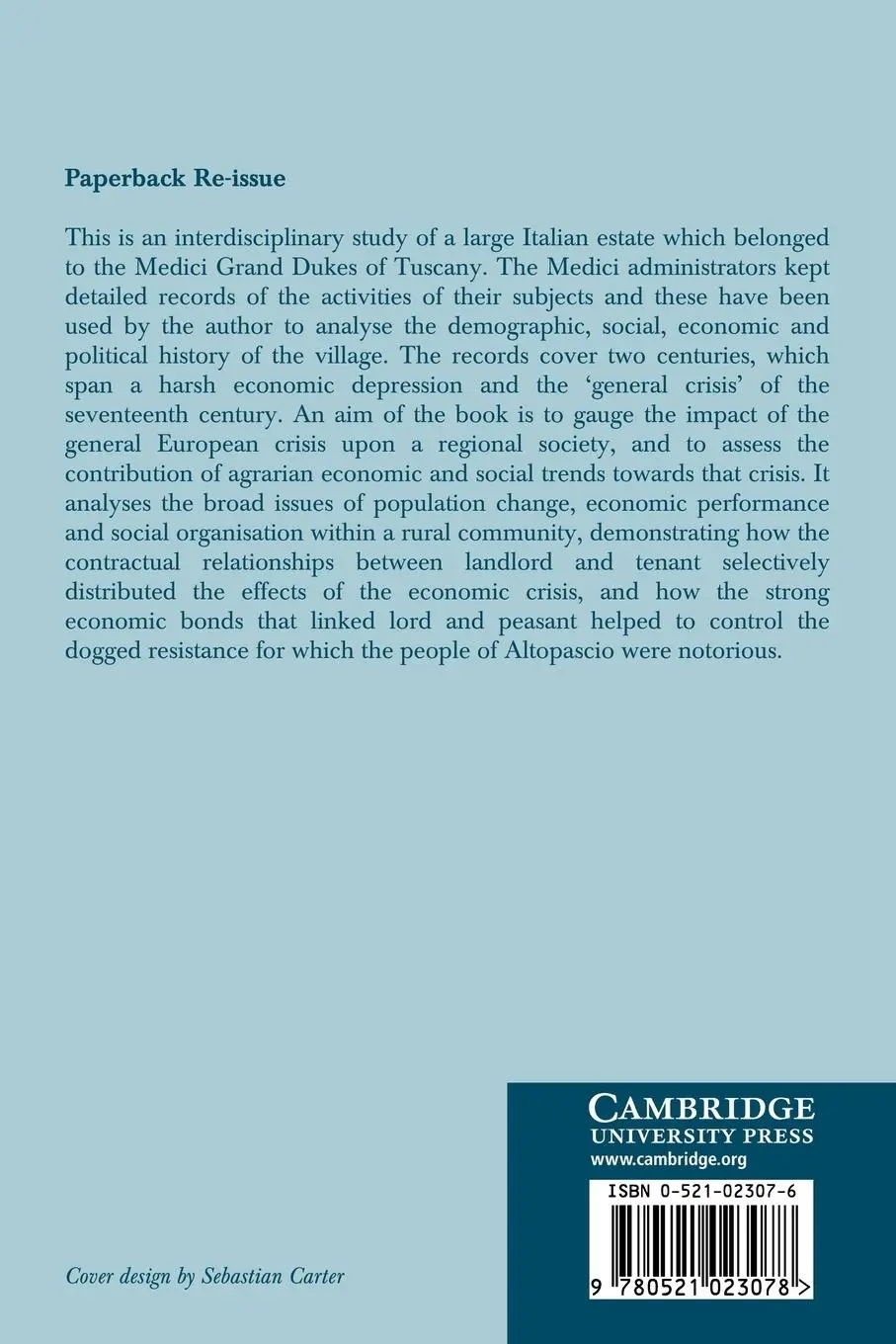Rückseite: 9780521023078 | Altopascio | A Study in Tuscan Rural Society, 1587-1784 | Taschenbuch