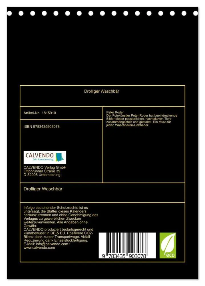 Bild: 9783435903078 | Drolliger Waschbär (Tischkalender 2025 DIN A5 hoch), CALVENDO...
