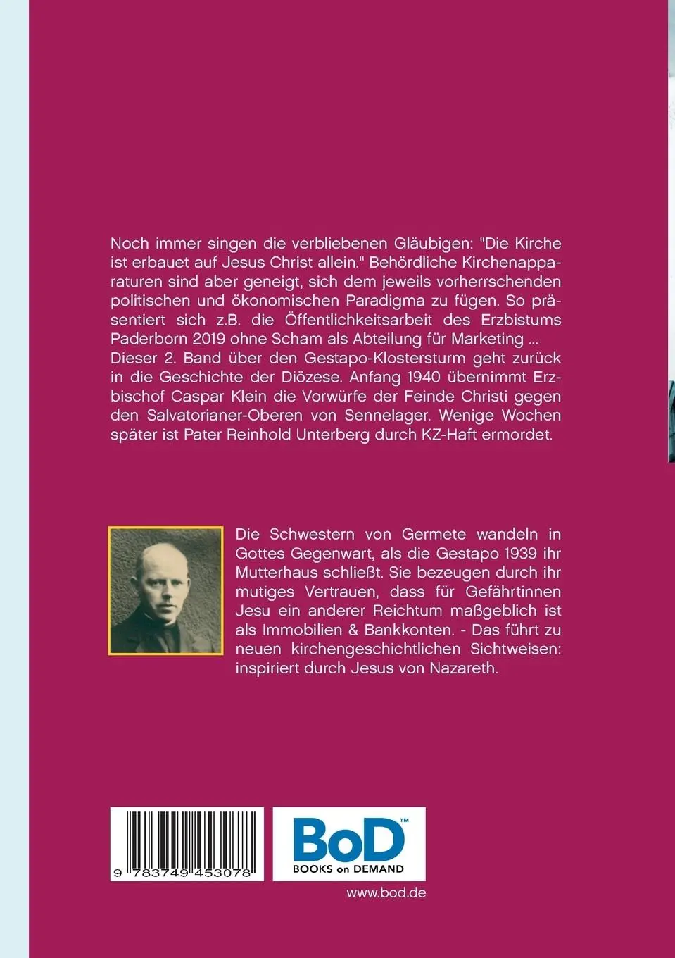 Rückseite: 9783749453078 | Gestapo-Klostersturm in Germete und Sennelager 1939/1940 | Taschenbuch