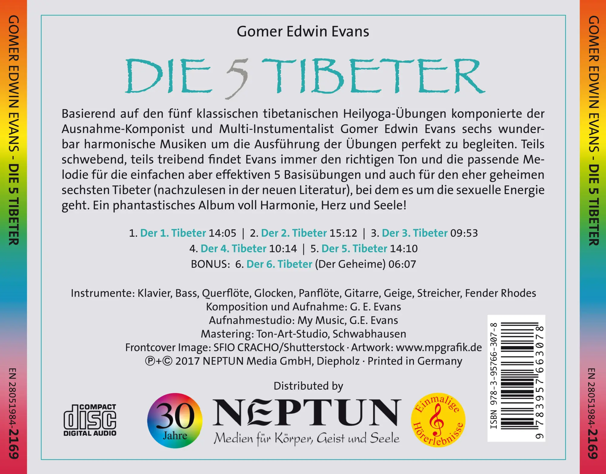 Rückseite: 9783957663078 | Die 5 Tibeter (+ 1 Bonus) | Gomer Edwin Evans | Audio-CD | Jewelcase