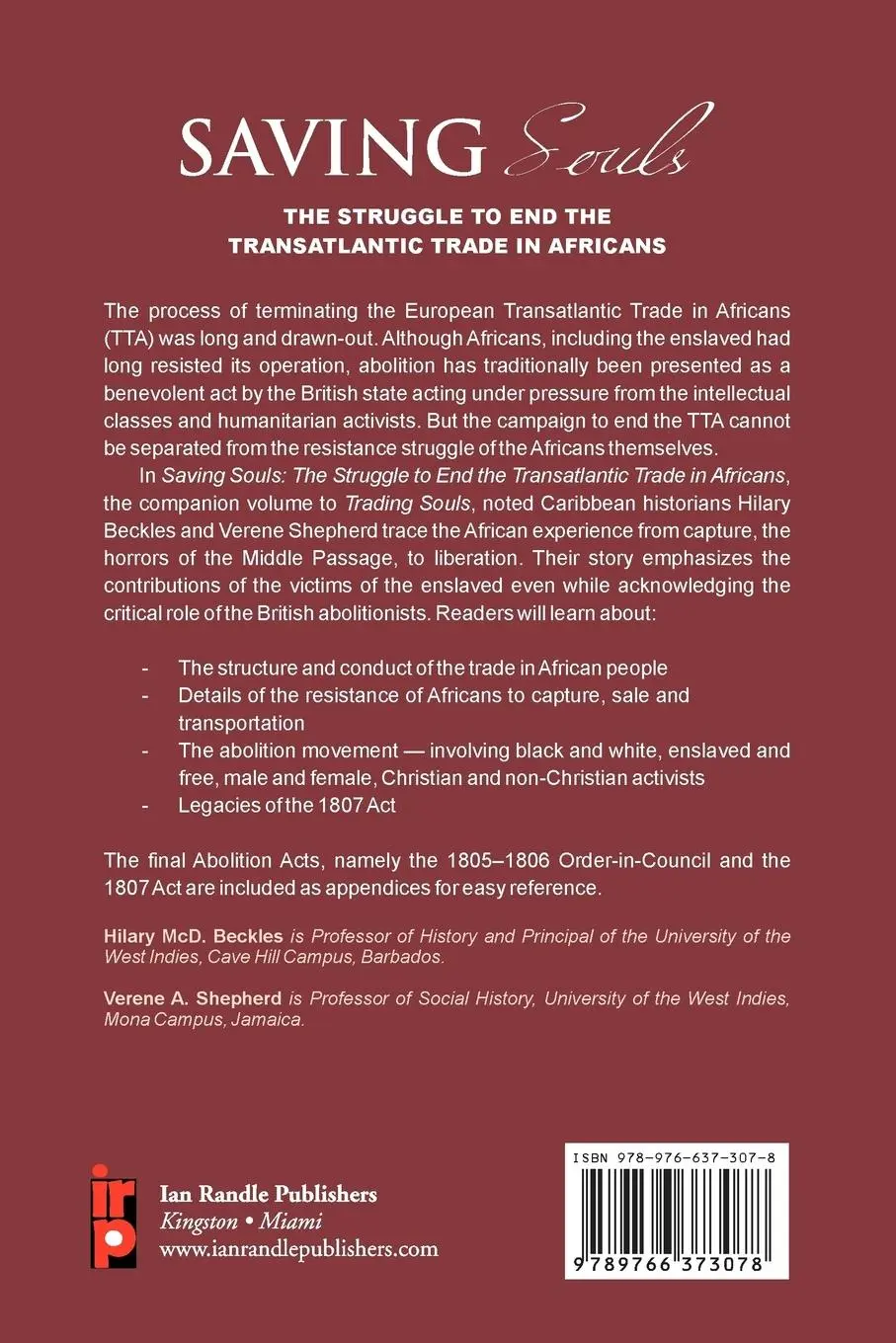 Rückseite: 9789766373078 | Saving Souls: The Struggle to End the Transatlantic Trade in Africans