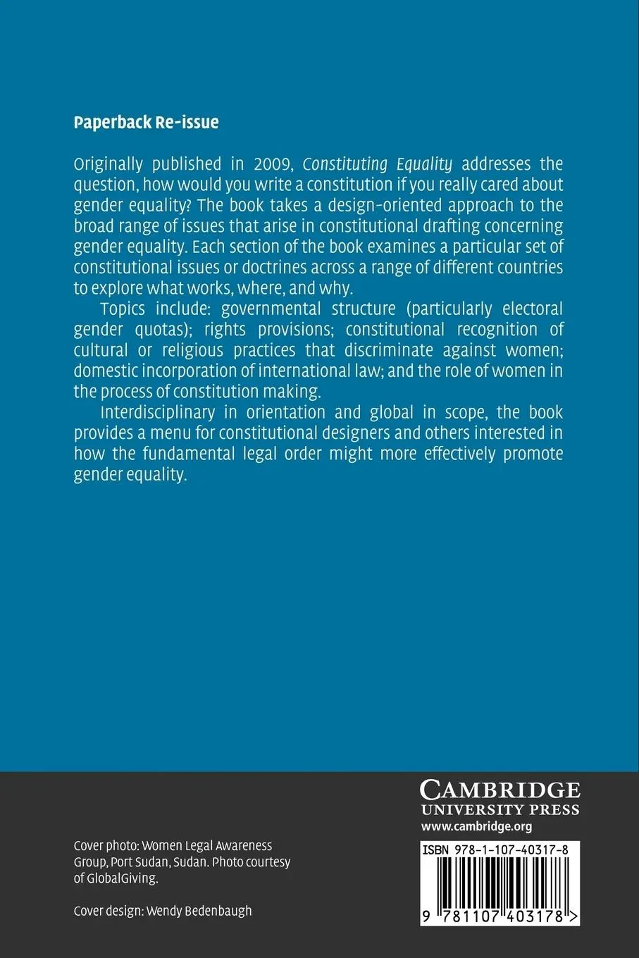 Rückseite: 9781107403178 | Constituting Equality | Susan H. Williams | Taschenbuch | Englisch