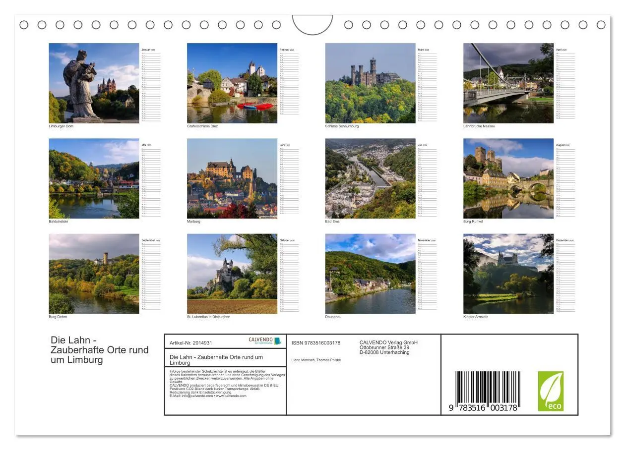Bild: 9783516003178 | Die Lahn - Zauberhafte Orte rund um Limburg (Wandkalender 2026 DIN...