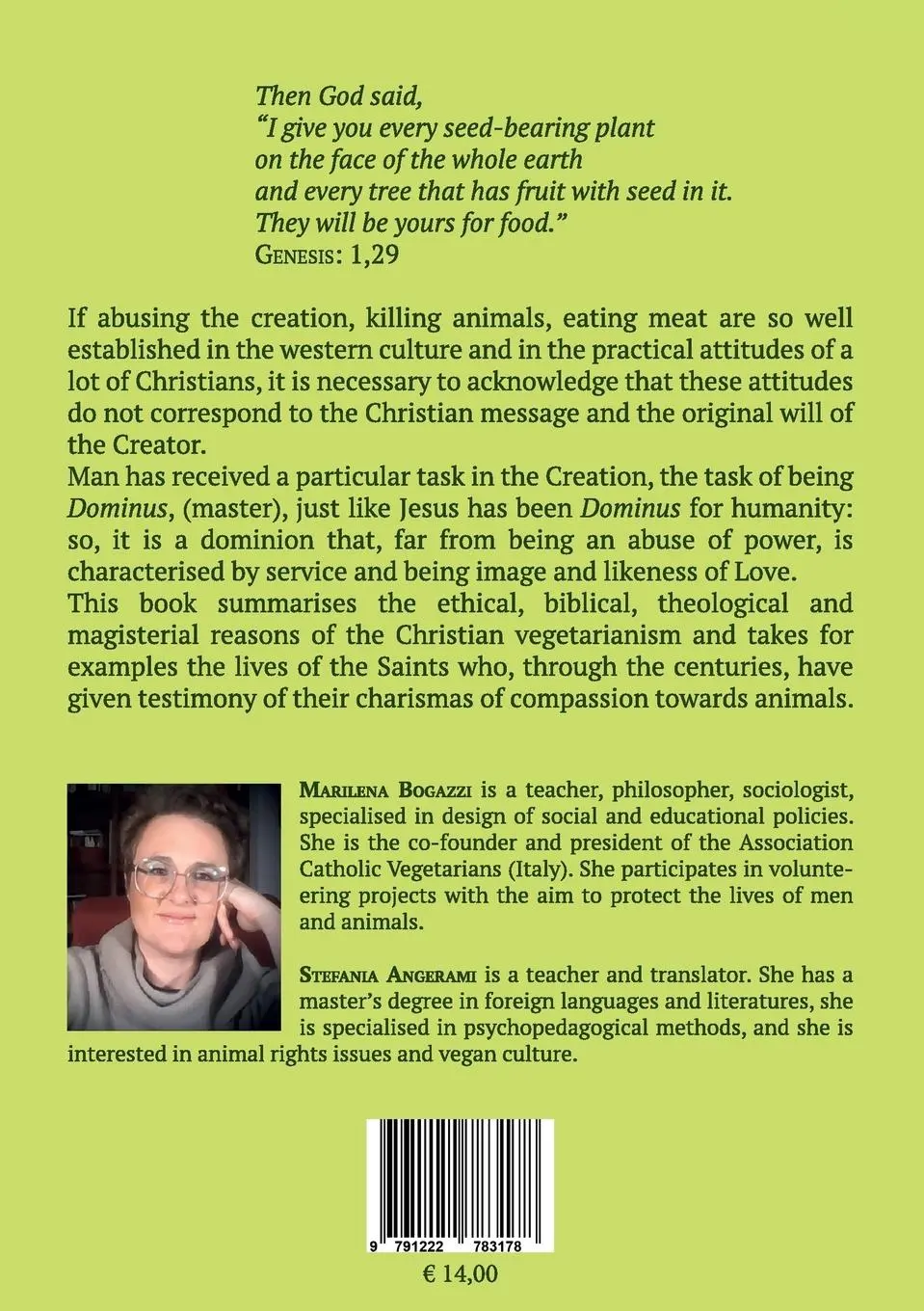 Rückseite: 9791222783178 | Christian inspired Vegetarianism | Angerami | Taschenbuch | Englisch