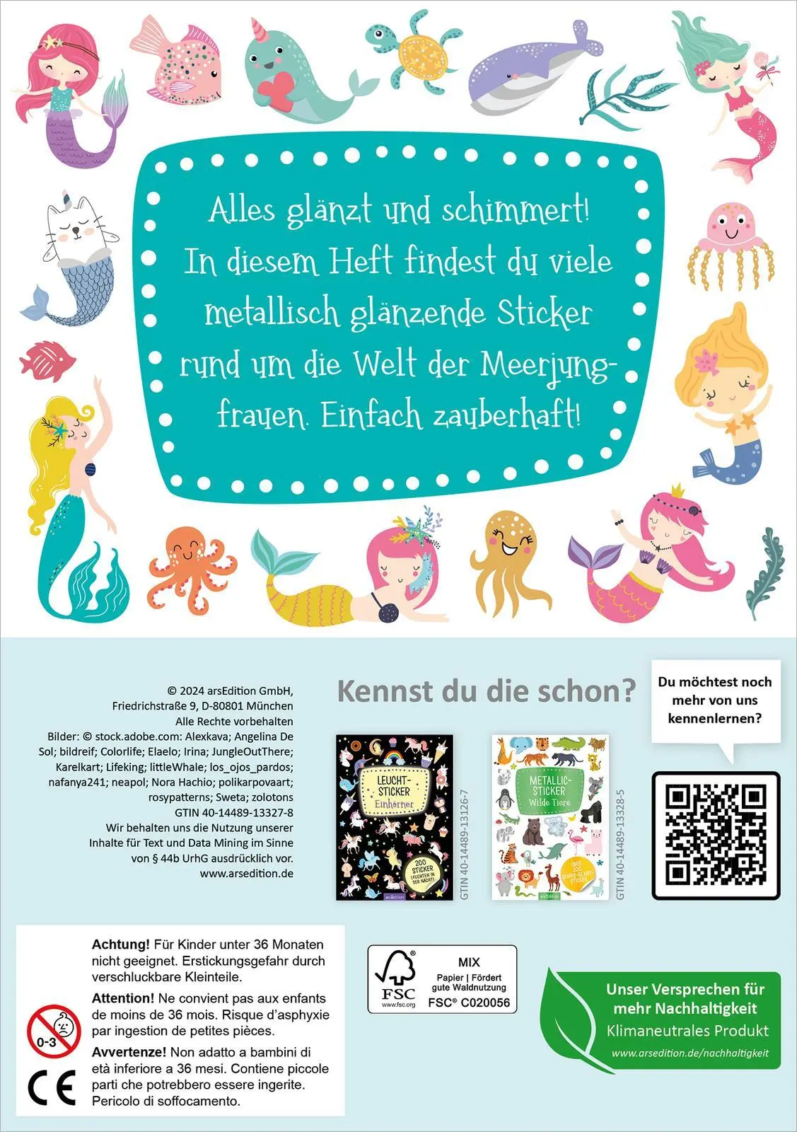 Rückseite: 4014489133278 | Metallic-Sticker - Meerjungfrauen | Über 200 Super-Glanz-Sticker