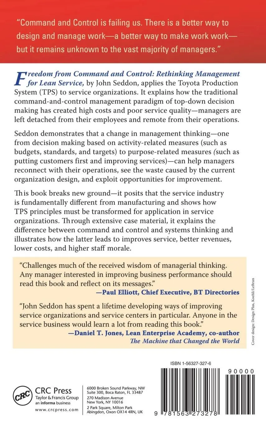 Rückseite: 9781563273278 | Freedom from Command and Control | John Seddon | Buch | Englisch