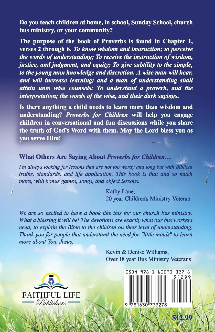 Rückseite: 9781630733278 | Proverbs for Children | Little Bitty Seeds of God's Word | Harper