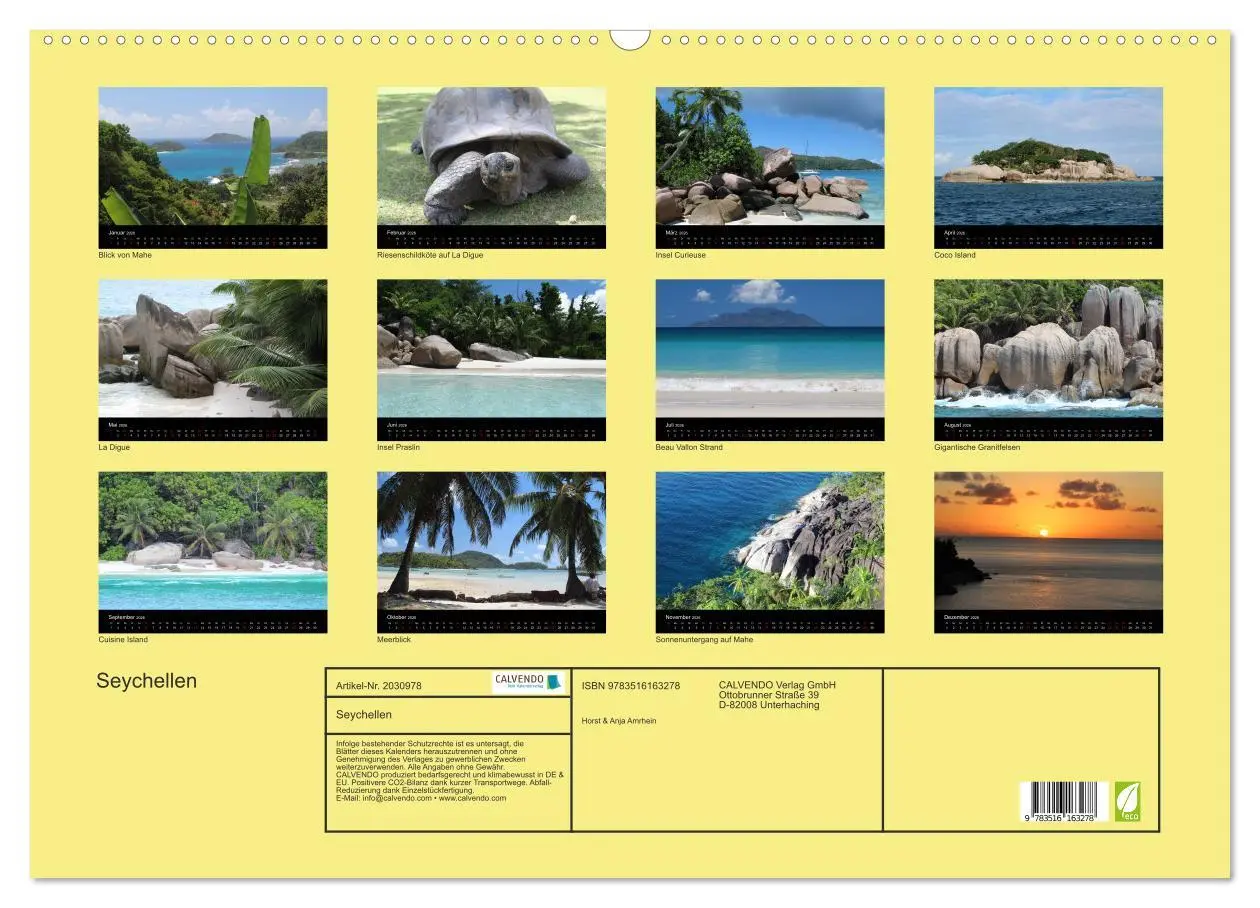 Bild: 9783516163278 | Seychellen (Wandkalender 2026 DIN A2 quer), CALVENDO Monatskalender