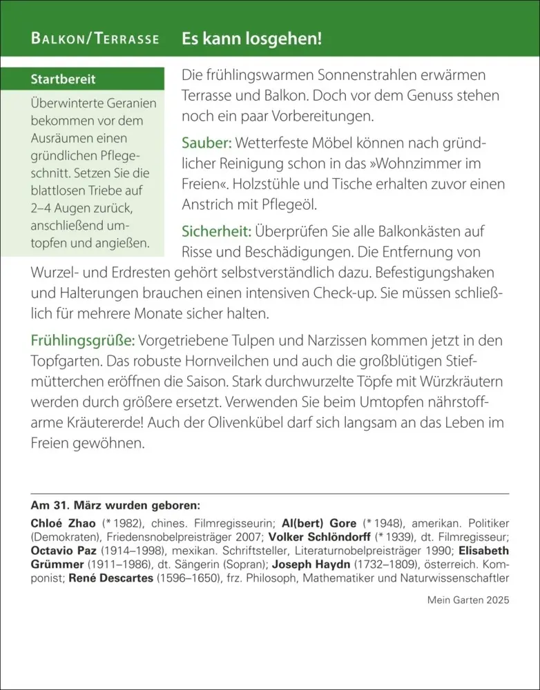 Bild: 9783840033278 | Mein Garten Tagesabreißkalender 2025 - Praktische Tipps für 2025