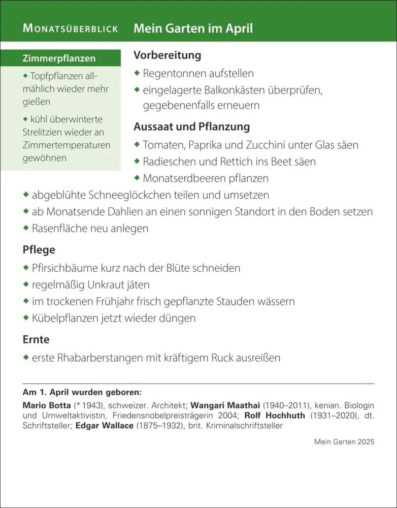 Bild: 9783840033278 | Mein Garten Tagesabreißkalender 2025 - Praktische Tipps für 2025
