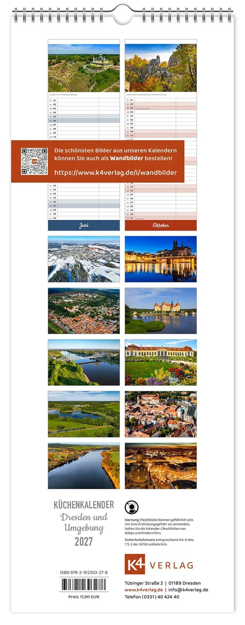 Bild: 9783912303278 | Küchenkalender Dresden und Umgebung 2027 | K4 Verlag (u. a.) | Deutsch