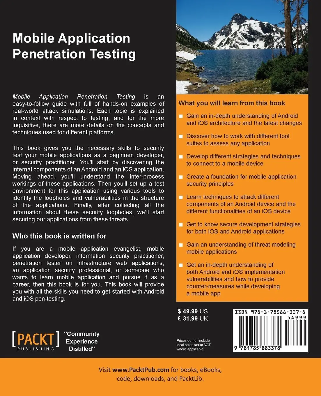 Rückseite: 9781785883378 | Mobile Application Penetration Testing | Vijay Kumar Velu | Buch