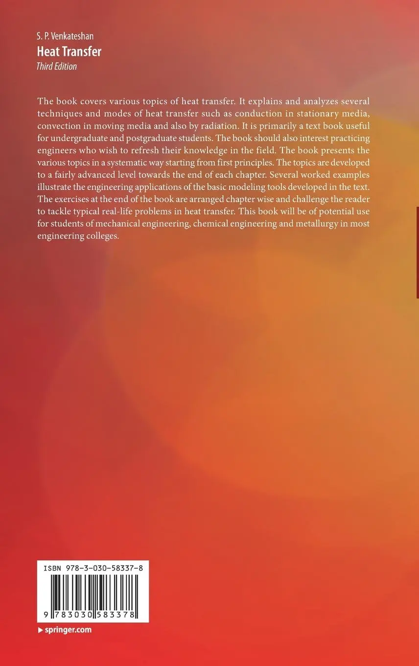 Rückseite: 9783030583378 | Heat Transfer | S. P. Venkateshan | Buch | xxviii | Englisch | 2021