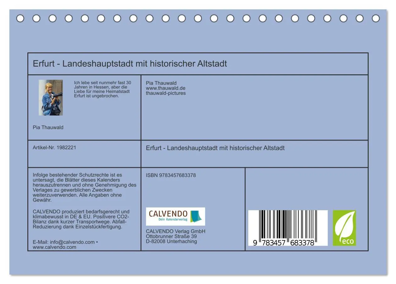 Bild: 9783457683378 | Erfurt - Landeshauptstadt mit historischer Altstadt (Tischkalender...