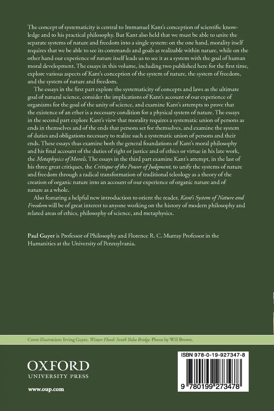 Rückseite: 9780199273478 | Kant's System of Nature and Freedom | Selected Essays | Paul Guyer