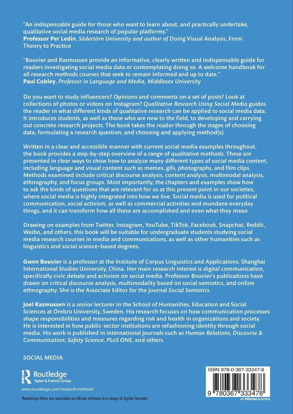 Rückseite: 9780367333478 | Qualitative Research Using Social Media | Gwen Bouvier (u. a.) | Buch
