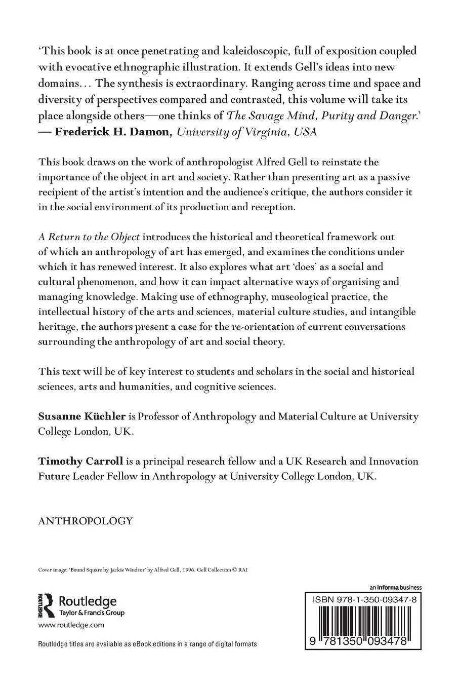 Rückseite: 9781350093478 | A Return to the Object | Alfred Gell, Art, and Social Theory | Buch