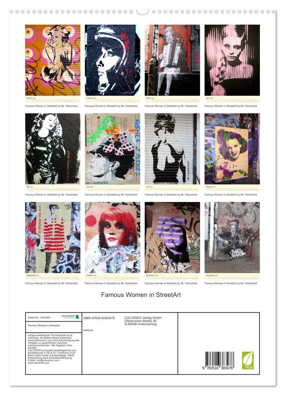 Bild: 9783516383478 | Famous Women in StreetArt (hochwertiger Premium Wandkalender 2026...