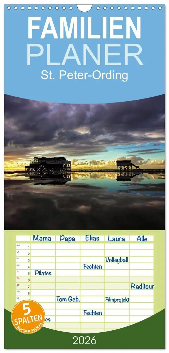 Cover: 9783516523478 | Familienplaner 2026 - St. Peter-Ording mit 5 Spalten (Wandkalender,...