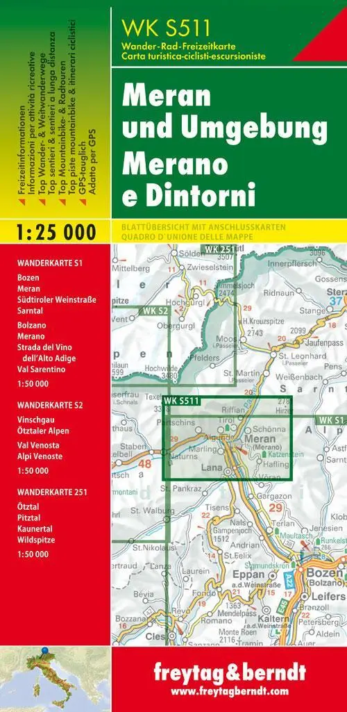 Rückseite: 9783707903478 | Meran und Umgebung 1 : 25 000 | mit Stadtplan | KG | (Land-)Karte