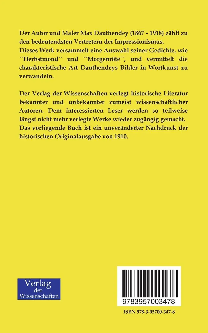 Rückseite: 9783957003478 | Weltspuk | Lieder der Vergänglichkeit | Max Dauthendey | Taschenbuch
