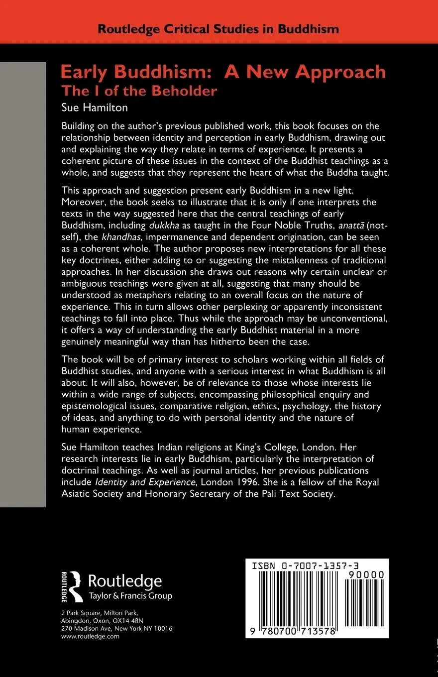 Rückseite: 9780700713578 | Early Buddhism | A New Approach: The I of the Beholder | Taschenbuch
