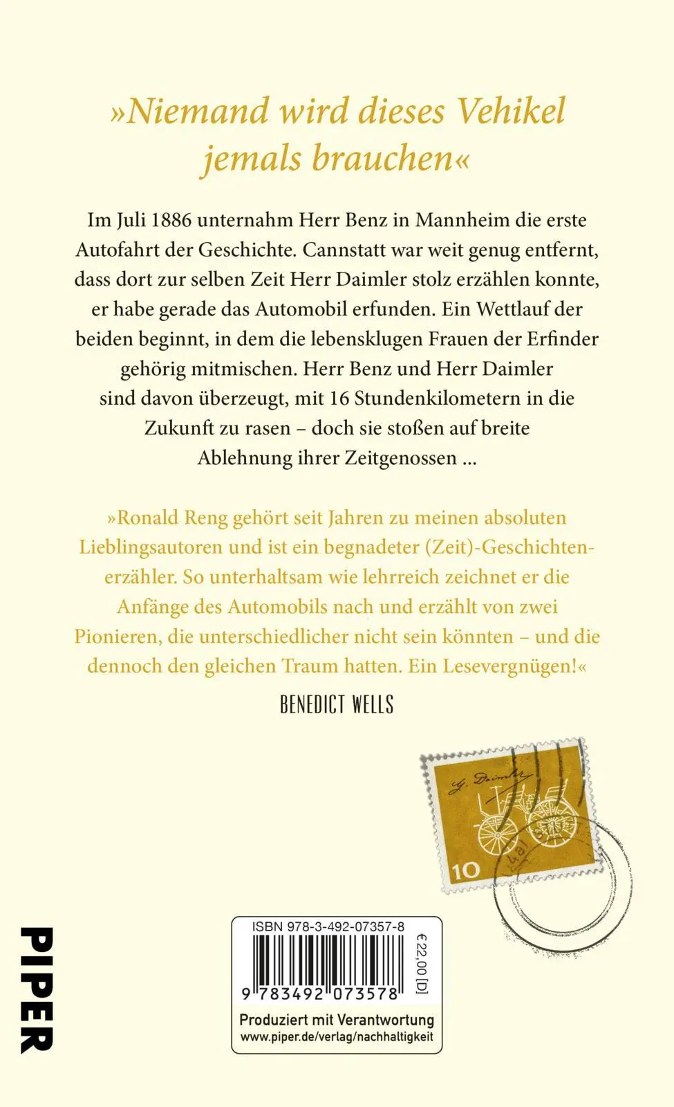 Rückseite: 9783492073578 | Er kenne Herrn Benz nicht, sagt Herr Daimler | Ronald Reng | Buch