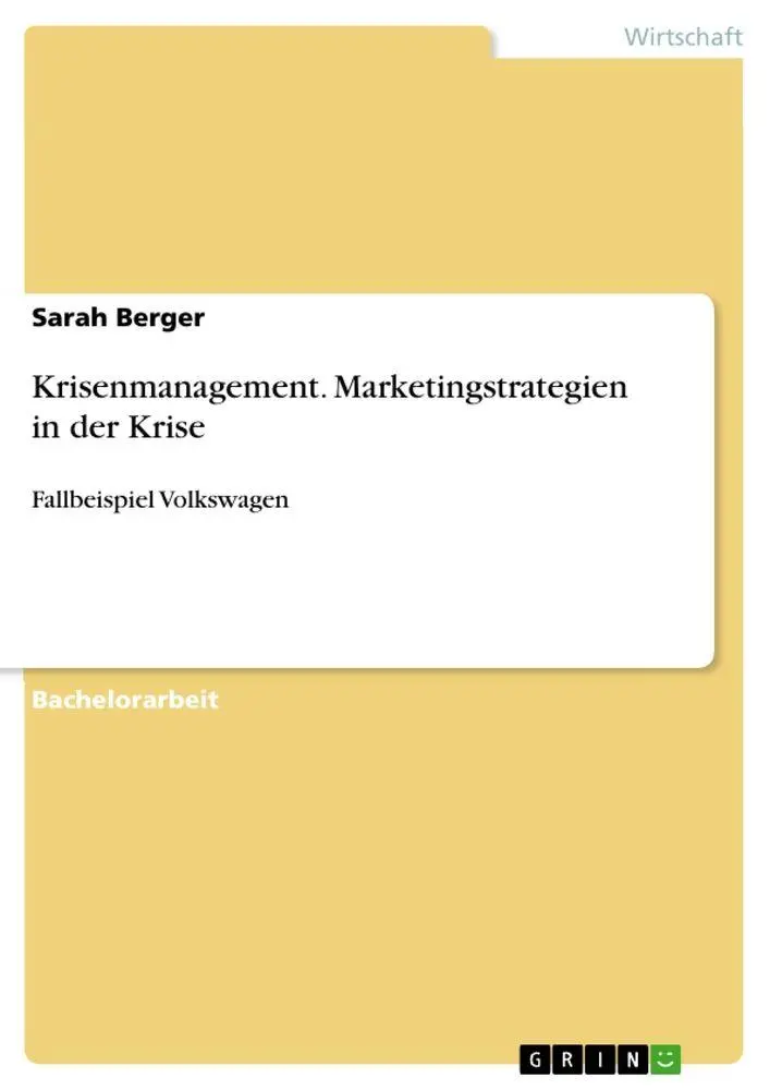 Cover: 9783668913578 | Krisenmanagement. Marketingstrategien in der Krise | Sarah Berger
