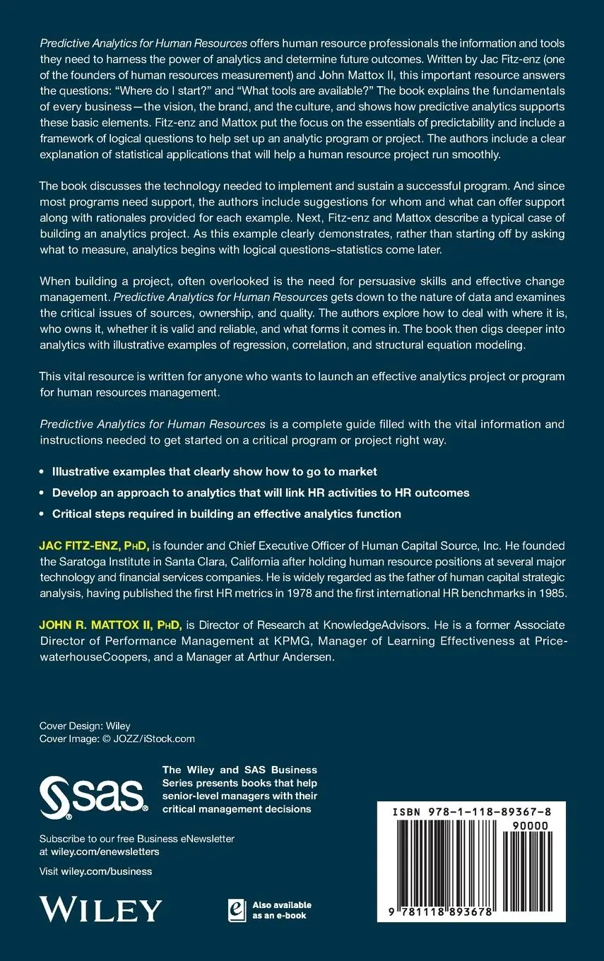 Rückseite: 9781118893678 | Predictive Analytics for Human Resources | Jac Fitz-Enz (u. a.) | Buch