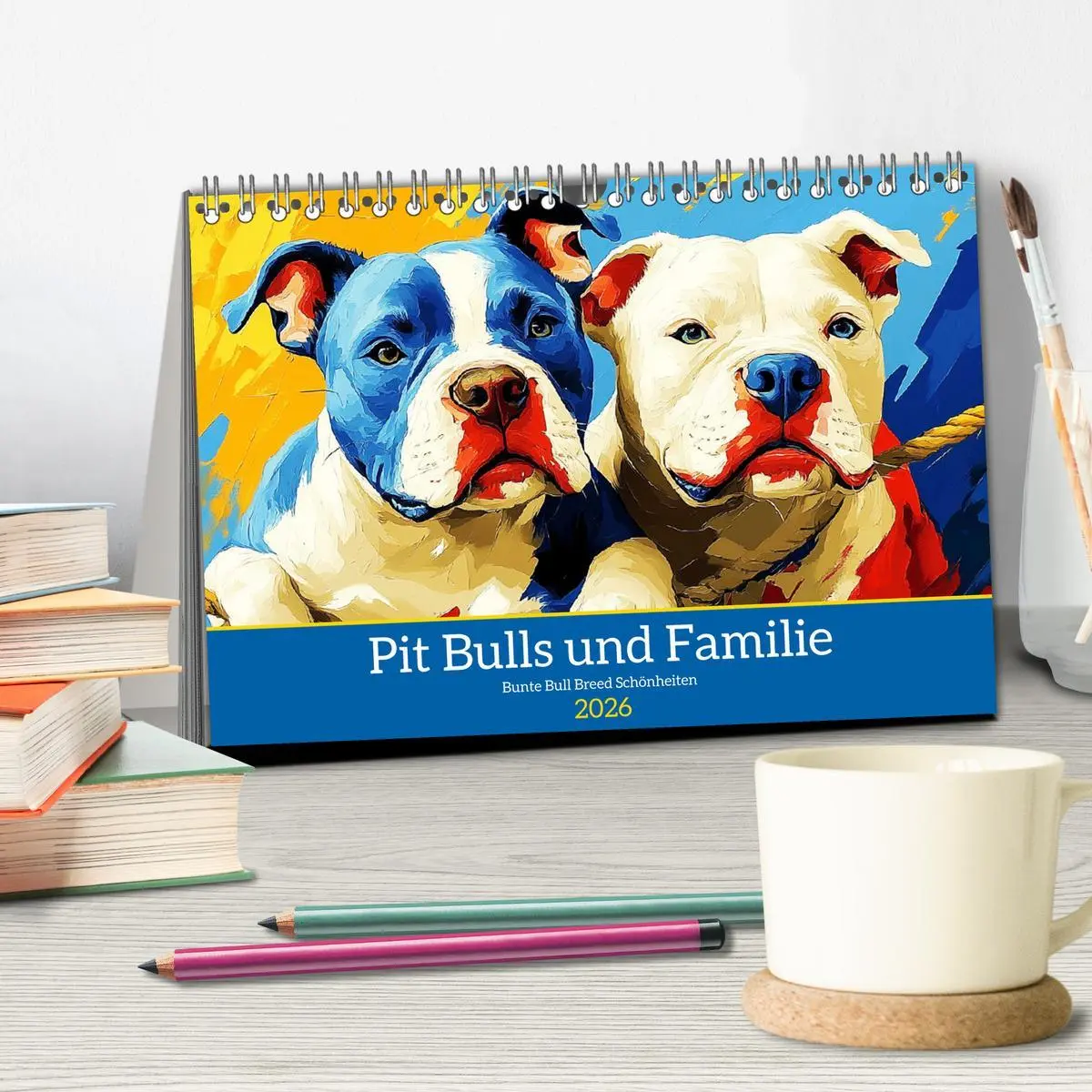 Bild: 9783457343678 | Pit Bulls und Familie. Bunte Bull Breed Schönheiten (Tischkalender...
