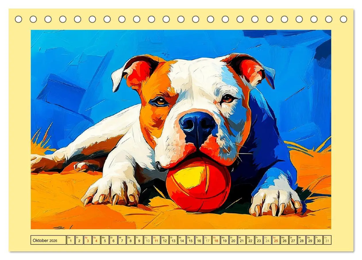 Bild: 9783457343678 | Pit Bulls und Familie. Bunte Bull Breed Schönheiten (Tischkalender...
