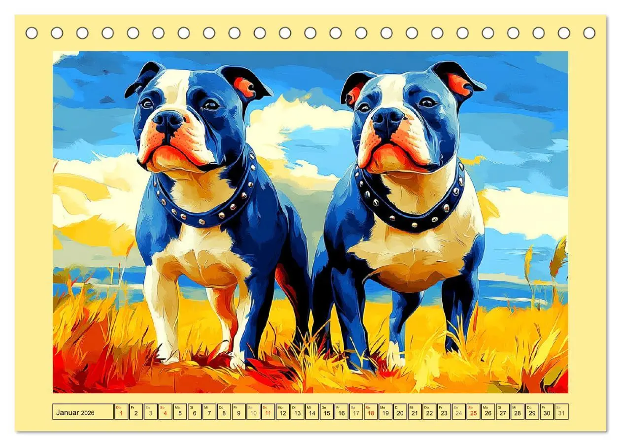 Bild: 9783457343678 | Pit Bulls und Familie. Bunte Bull Breed Schönheiten (Tischkalender...