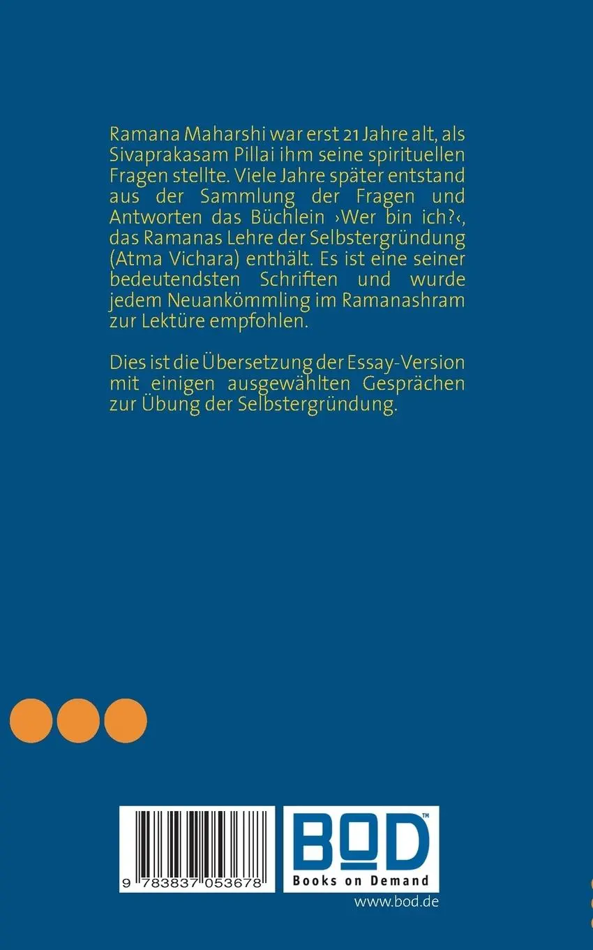 Rückseite: 9783837053678 | "Wer bin ich?" | Der Übungsweg der Selbstergründung | Ramana Maharshi